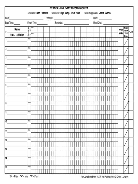 High Jump Score Sheet Pdf - Fill Online, Printable, Fillable, Blank | pdfFiller