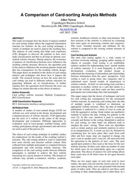 (PDF) A Comparison of Card-sorting Analysis Methods