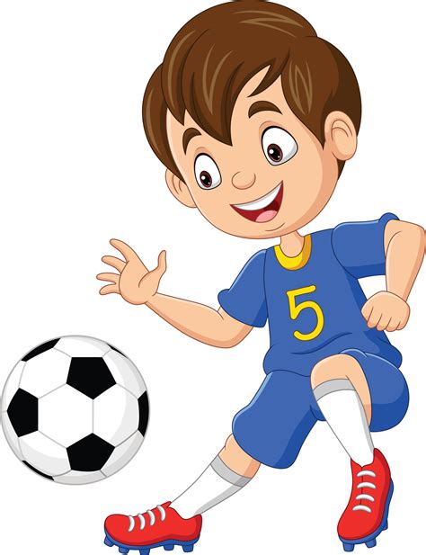 Cartoon little boy playing football 5332298 Vector Art at Vecteezy