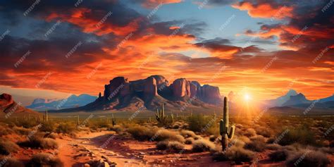 Premium Photo | Arizona desert landscape illustration background