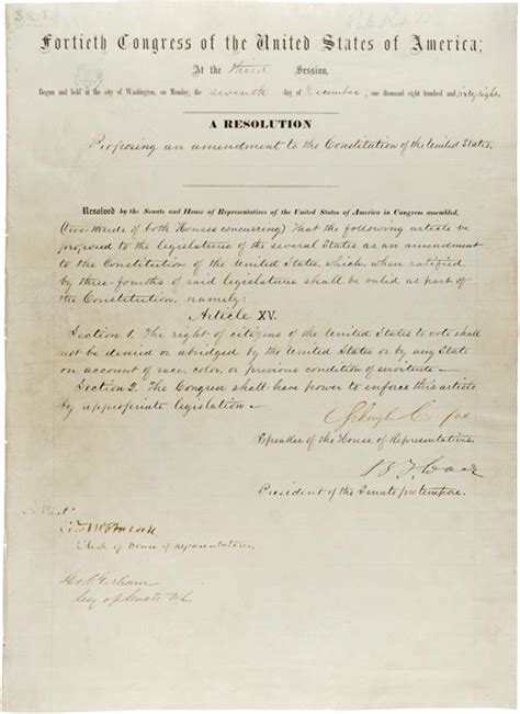 15th Amendment to the U.S. Constitution: Voting Rights (1870 ...