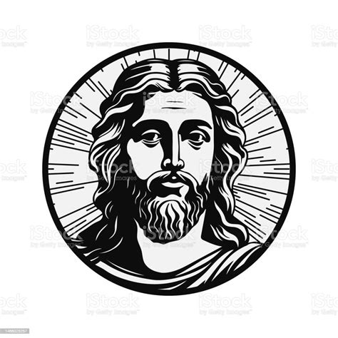 Jesus Christ Face Black And White Icon Logo Vector Illustration Stock ...