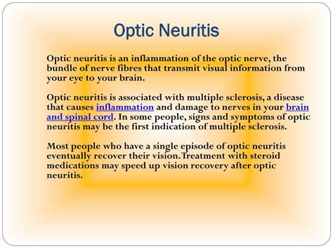 PPT - Optic neuritis: Learn about the symptoms, causes and treatment ...