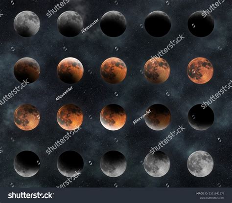 Lunar Eclipse Phases Blood Moon Composite Stock Photo 2221841573 ...