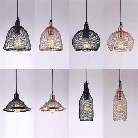 Hanging Ceiling Light Fitting Mesh Shades Pendant Living Room Light LED ...