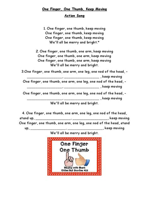 One Finger, One Thumb, Keep Moving Action Song | PDF