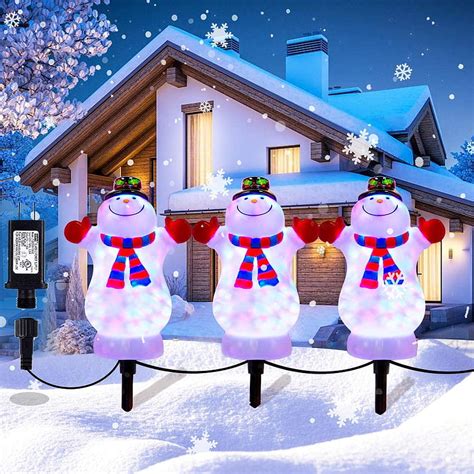 Christmas Pathway Lights Outdoor Decoration, Snowman Landscape Path Lights, HueLiv 3 PCS LED ...