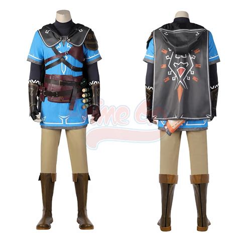 Game Totk Link Cosplay Costume Blue Brown Outfit Boots Full Set Anime ...