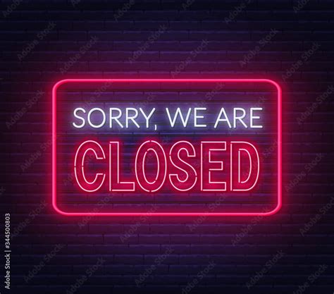 Sorry we are closed neon sign on brick wall background . Stock Vector | Adobe Stock