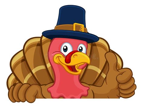 Turkey Pilgrim Hat Thanksgiving Cartoon Character Stock Vector ...