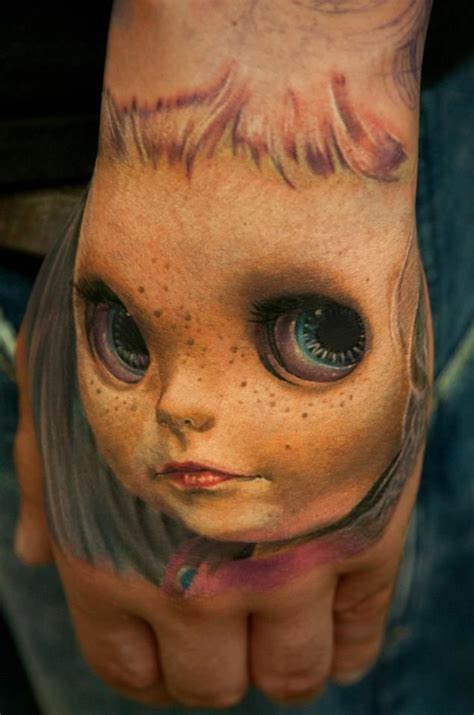 Awesome Doll Face Tattoo on Hand | Creepy tattoos, 3d tattoos, Amazing 3d tattoos