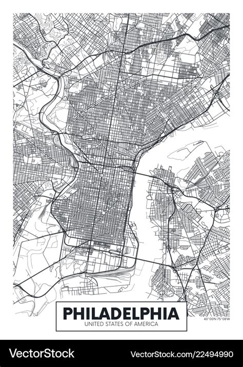 Poster map city philadelphia Royalty Free Vector Image