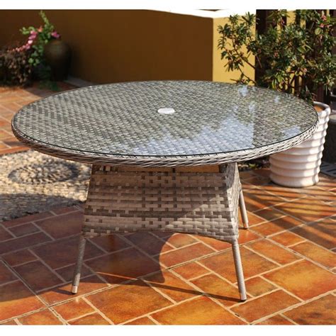 Round Rattan Garden Table And 8 Chairs - Seater Parasol Kemble | Bodewasude