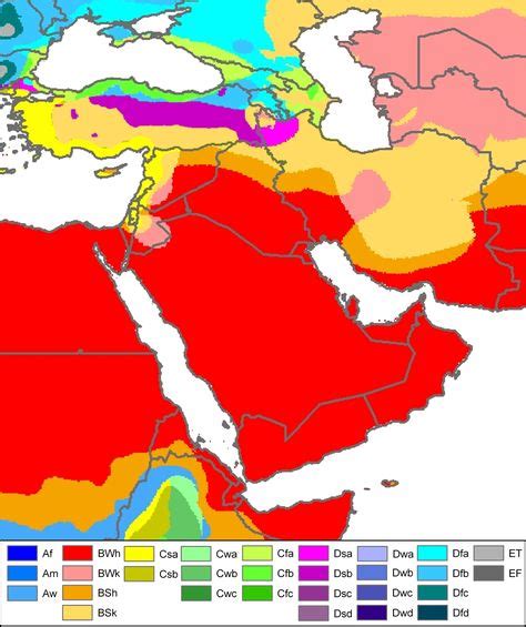 Köppen climate classification map of West Asia | Cold deserts, Climate ...