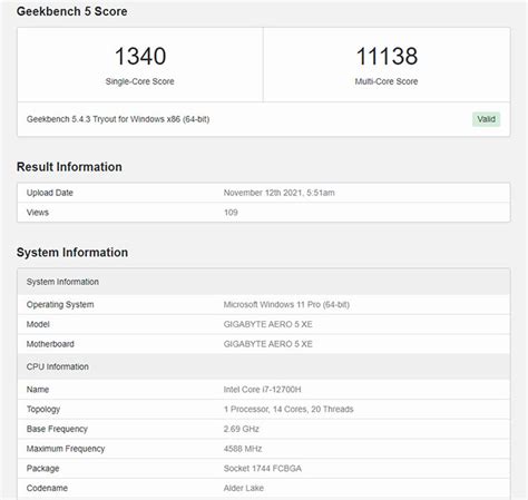 Gigabyte Laptop With Intel Core i7-12700H CPU Crushes Competition In ...