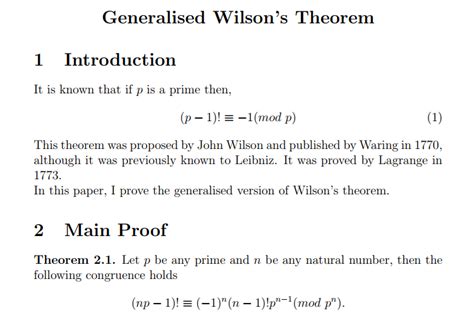 A NEW PROOF FOR GENERALIZED WILSON’S THEOREM – Romanian Mathematical Magazine