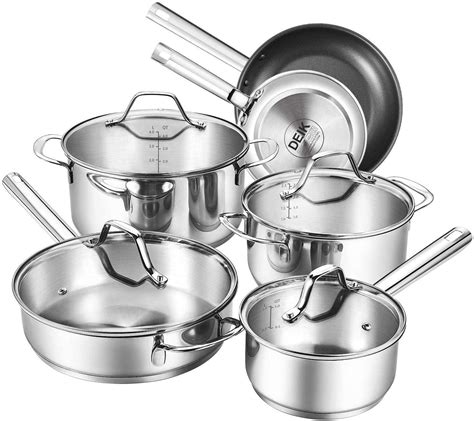 Cook Delicious food buy DEIK 10-Piece Stainless Steel Nonstick Cookware ...