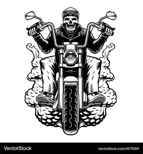 Biker a bearded skeleton Royalty Free Vector Image