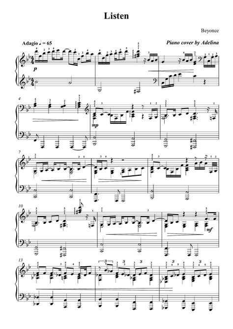 Beyonce - Listen Sheet by Adelina Piano