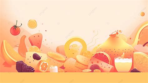 Delicious Food Warm Color Background, Food, Fruit Illustration, Gourmet ...