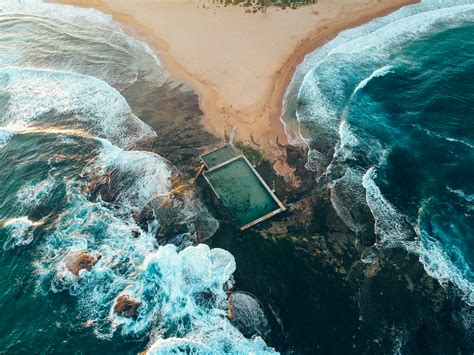 Mona Vale Beach and Rockpool in Sydney - Aerial Photography