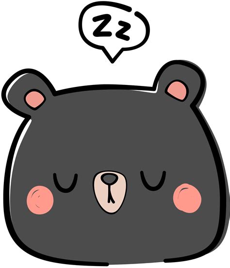 Sleeping bear head flat outline cartoon element 28212194 PNG