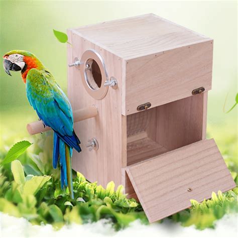 Pet Bird Wood Breeding Box Parakeet Budgie Cockatiel Breeding Nesting Bird Avery Cage Box (M ...