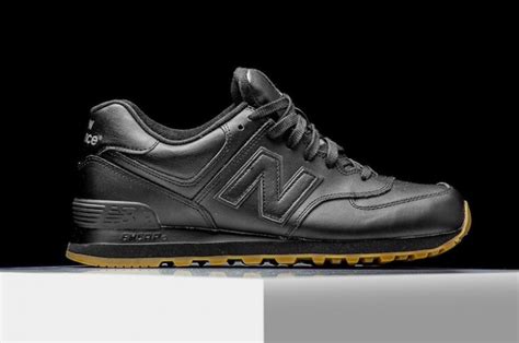 New Balance 574 Black Leather Gum - Sneaker Bar Detroit