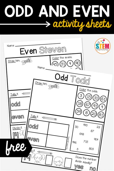 Odd and Even Activity Sheets - The Stem Laboratory