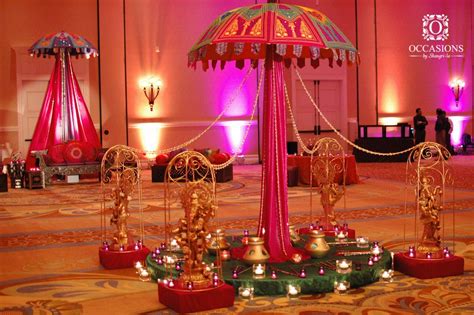 Sangeet, Garba & Mehndi Decor | Occasions By Shangri-La INdian wedding decor Umbrella ...