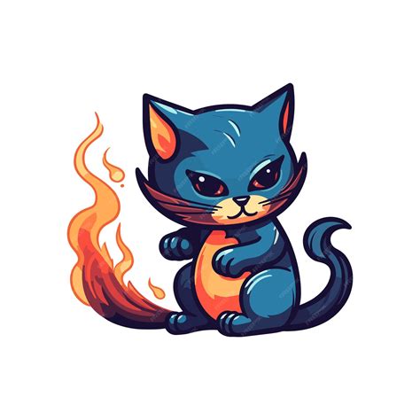 Premium Vector | A cat playing with fire illustration