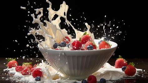 Premium AI Image | Splashing Milk in Cereal Bowl