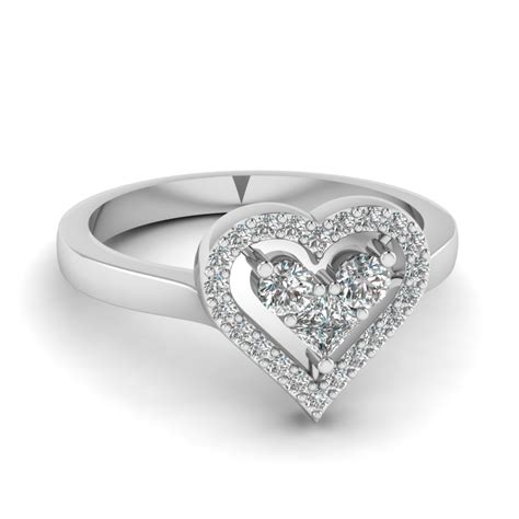 Pave Diamond Double Heart Promise Ring In Sterling Silver | Fascinating Diamonds