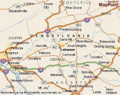 Lebanon, Pennsylvania Area Map & More