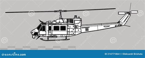 Bell UH-1N Iroquois. Twin Huey. Model 212. Vector Drawing Of Utility ...