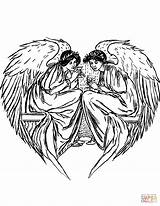 Two Angels coloring Page  Free Printable Coloring Pages sketch template