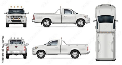 Pickup truck vector mockup on white background for vehicle branding ...