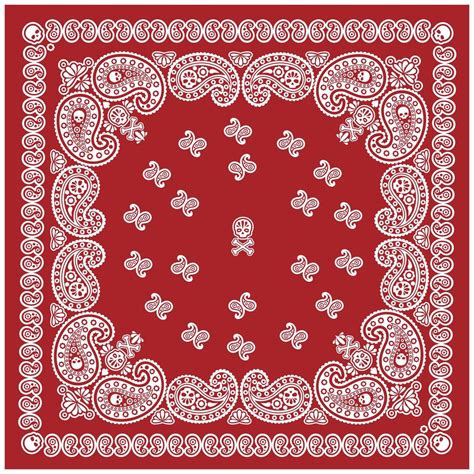 Red, White Bandana Pattern with Skull and Paisley 1330821 Vector Art at ...