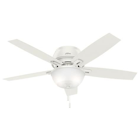 Hunter Donegan 52 in. LED Indoor Low Profile Fresh White Bowl Ceiling Fan-53343 - The Home Depot