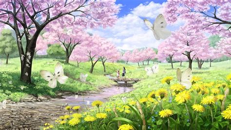 1920x1080px | free download | HD wallpaper: illustration of anime landscape, animation, plant ...