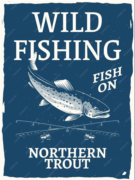 Premium Vector | Wild trout fishing poster design