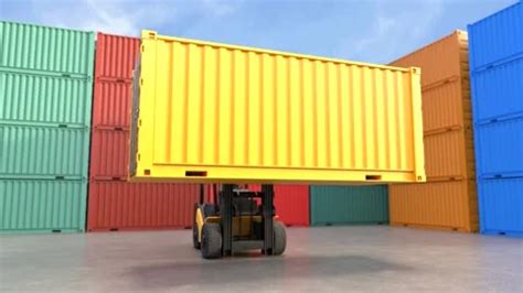 Forklift truck lifting container, Shippi... | Stock Video | Pond5