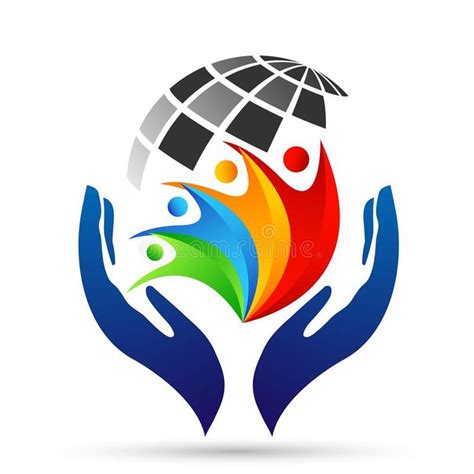 Globe save world People care Hands taking care people save protect family care logo icon element ...