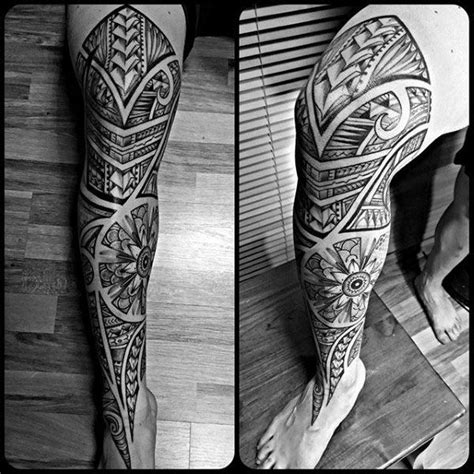 60 Tribal Leg Tattoos For Men - Cool Cultural Design Ideas | Leg sleeve ...