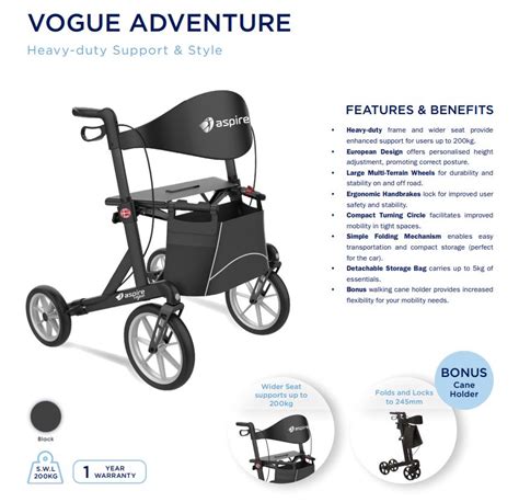 ASPIRE VOGUE ADVENTURE WALKER BLACK - B&B Furniture Plus