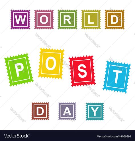 World post day stamps and letters mail delivery Vector Image