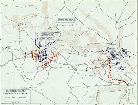 Battle of Chancellorsville, early morning of May 3, 1863, campaign map ...