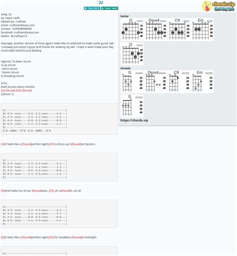 Chord: 22 - tab, song lyric, sheet, guitar, ukulele | chords.vip