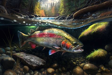 Rainbow Trout Fish Watercolor Painting Digital Print, Nature Art, Flyfishing Painting Print ...