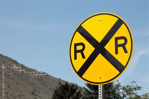 Yellow Railroad Crossing Sign